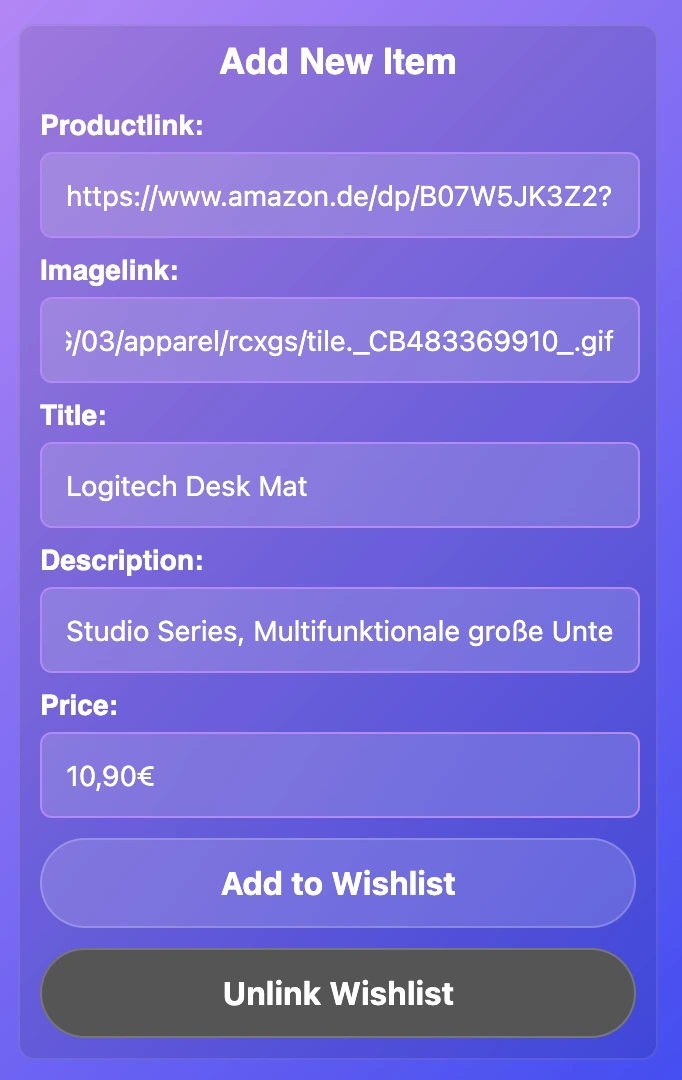 Browser extension popup interface