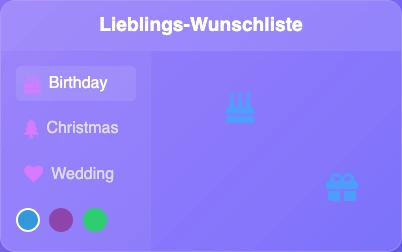 Personalisiere deine Wunschliste mit Themes und Farben