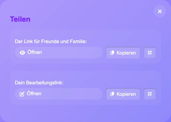 Teile deine Wunschliste mit Freunden und Familie